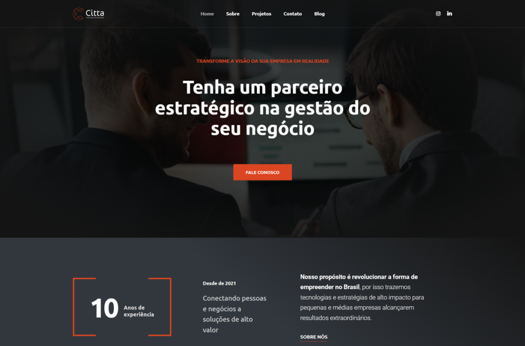 Home Citta Consultoria Porfólio Offweb Criação de Sites Profissionais 01