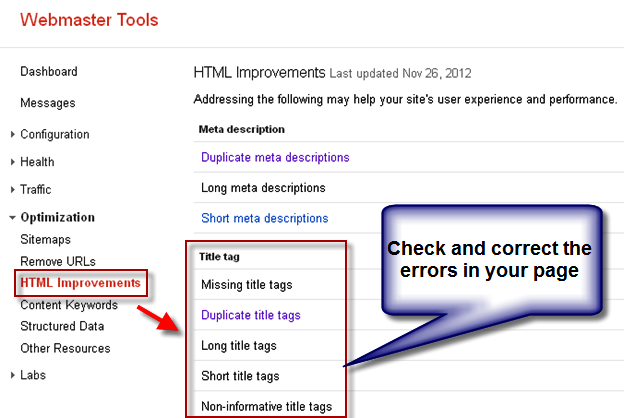 Title Tag Improvements in Google Webmaster Tools