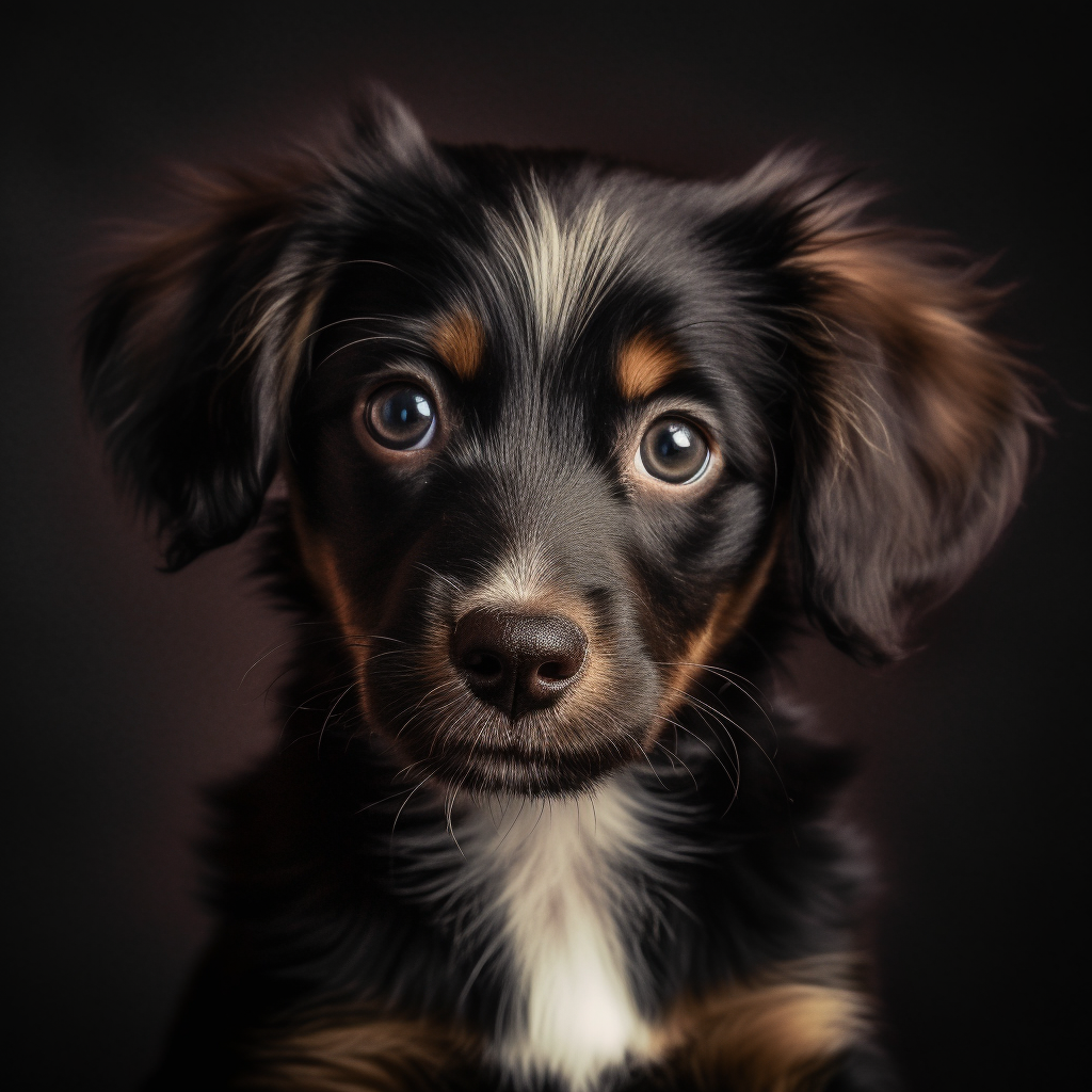 Um retrato de um cachorrinho adorável olhando para a câmera.