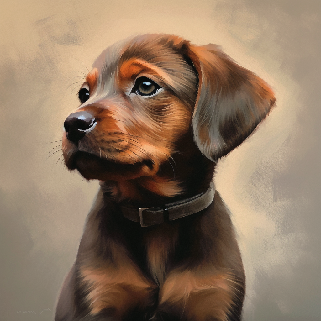 Um retrato de um cachorrinho adorável olhando para a esquerda.