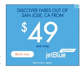 Exemplo de display colorido Jet Blue de publicidade visual
